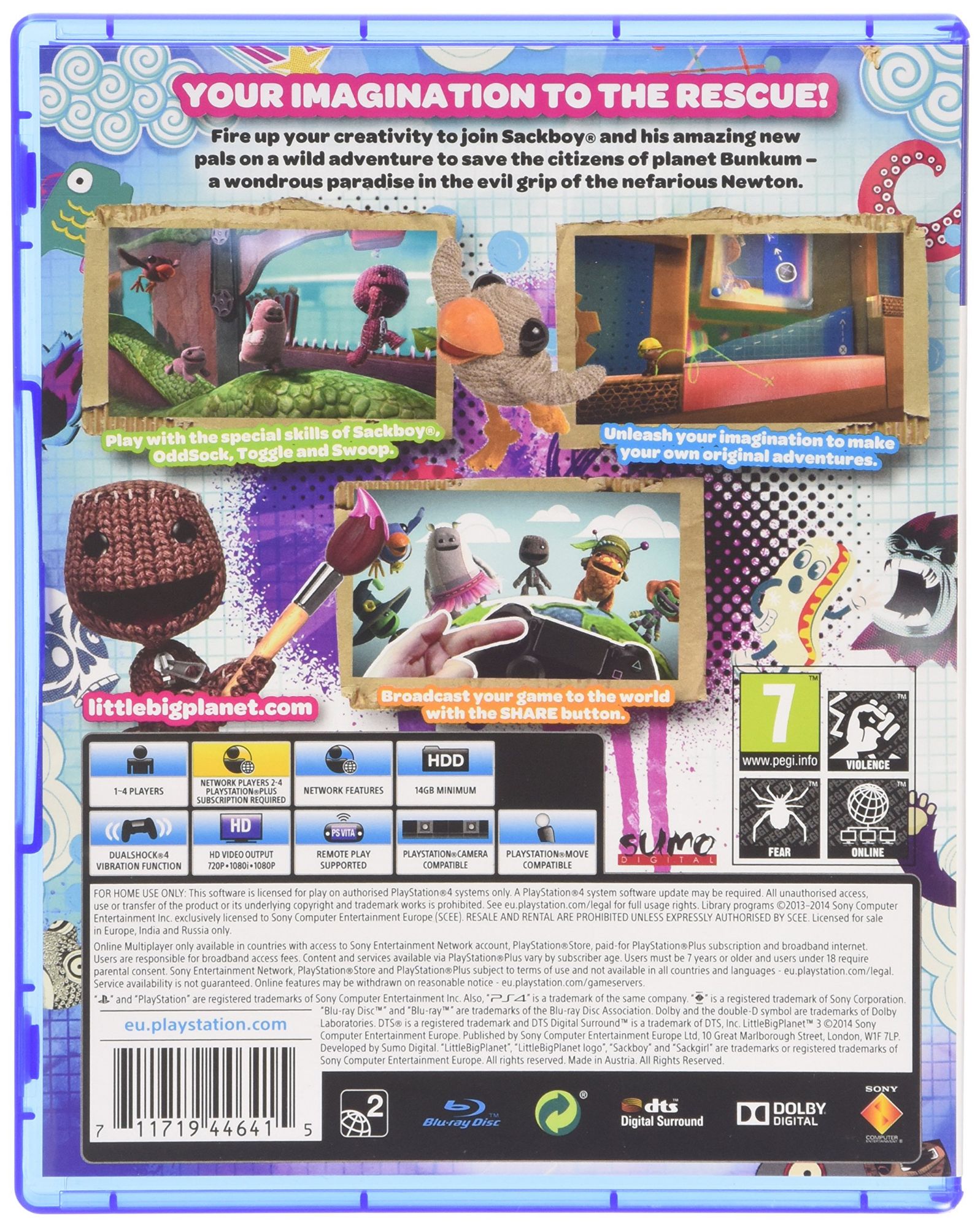 Little Big Planet 3 for PS4 Physical Disc | Original PlayStation 4 Game | Blu-ray CD