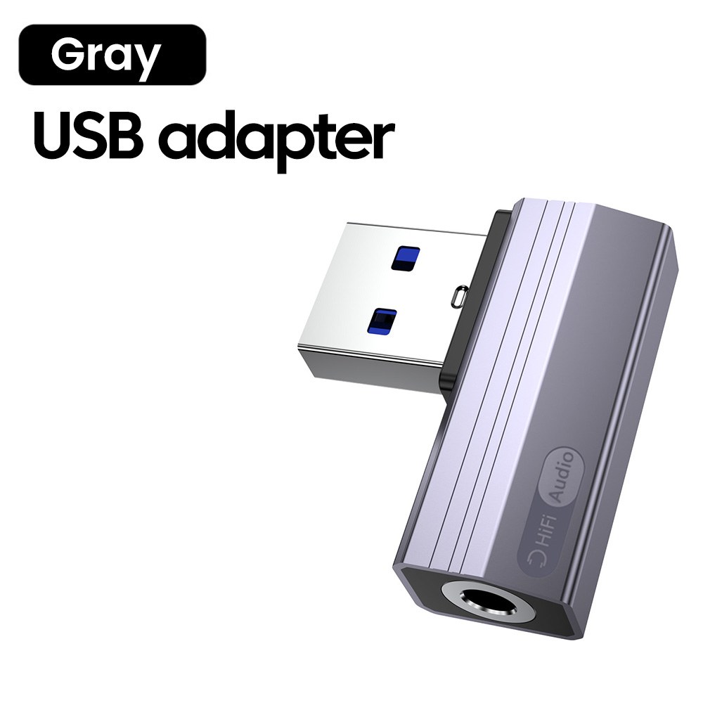 USB Audio Adapter USB A/Type-C to 3.5mm Jack Elbow Digital Audio Connector For iPhone 15-17 Cellphones Tablet Laptop PC Computer