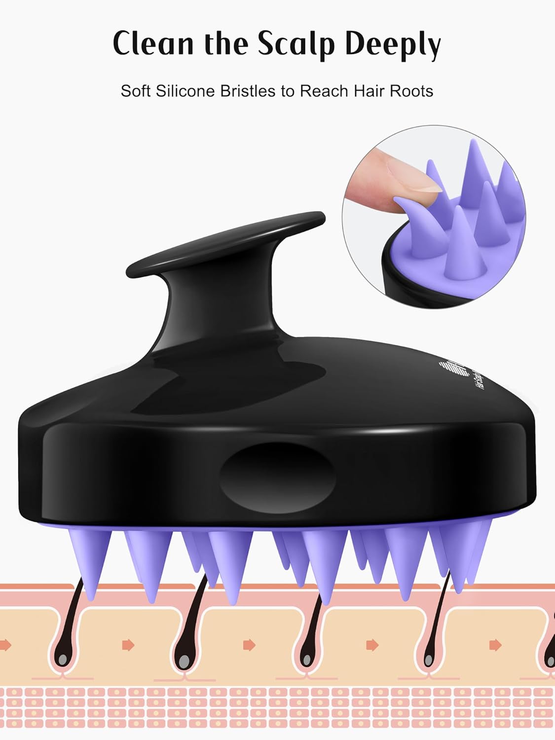 Hair Scalp Massager Shampoo Brush – Soft Silicone Bristle Hair Scrubber for Dandruff Removal, Wet & Dry Hair Care for Men & Women – Random Color – No Color Choice