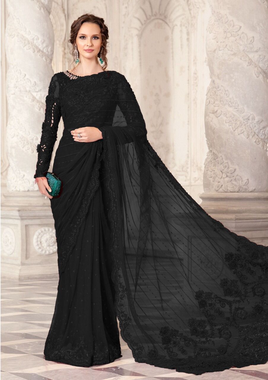 Black discount saree price