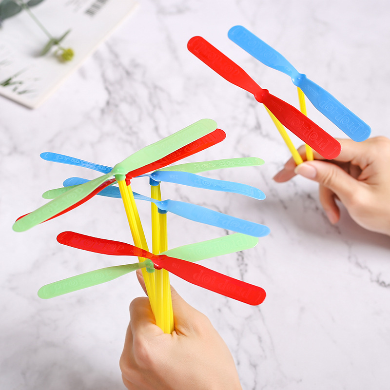 10/20pcs Novelty Plastic Bamboo Dragonfly Propeller Outdoor Classic Toy Kid  Rotating Flying Arrow Multicolor Random Color