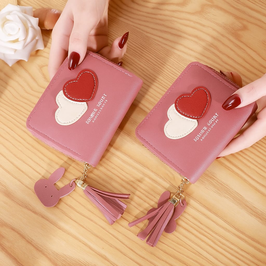 Forever Young Mini Double Heart Wallet For Ladies
