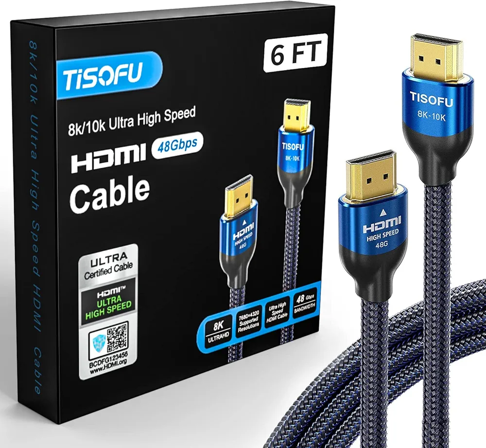 [2 Pack] 3ft High-Speed HDMI 2.1 Cables - Supports 8K, 3D, 4K 120Hz For Gaming & Home Theater