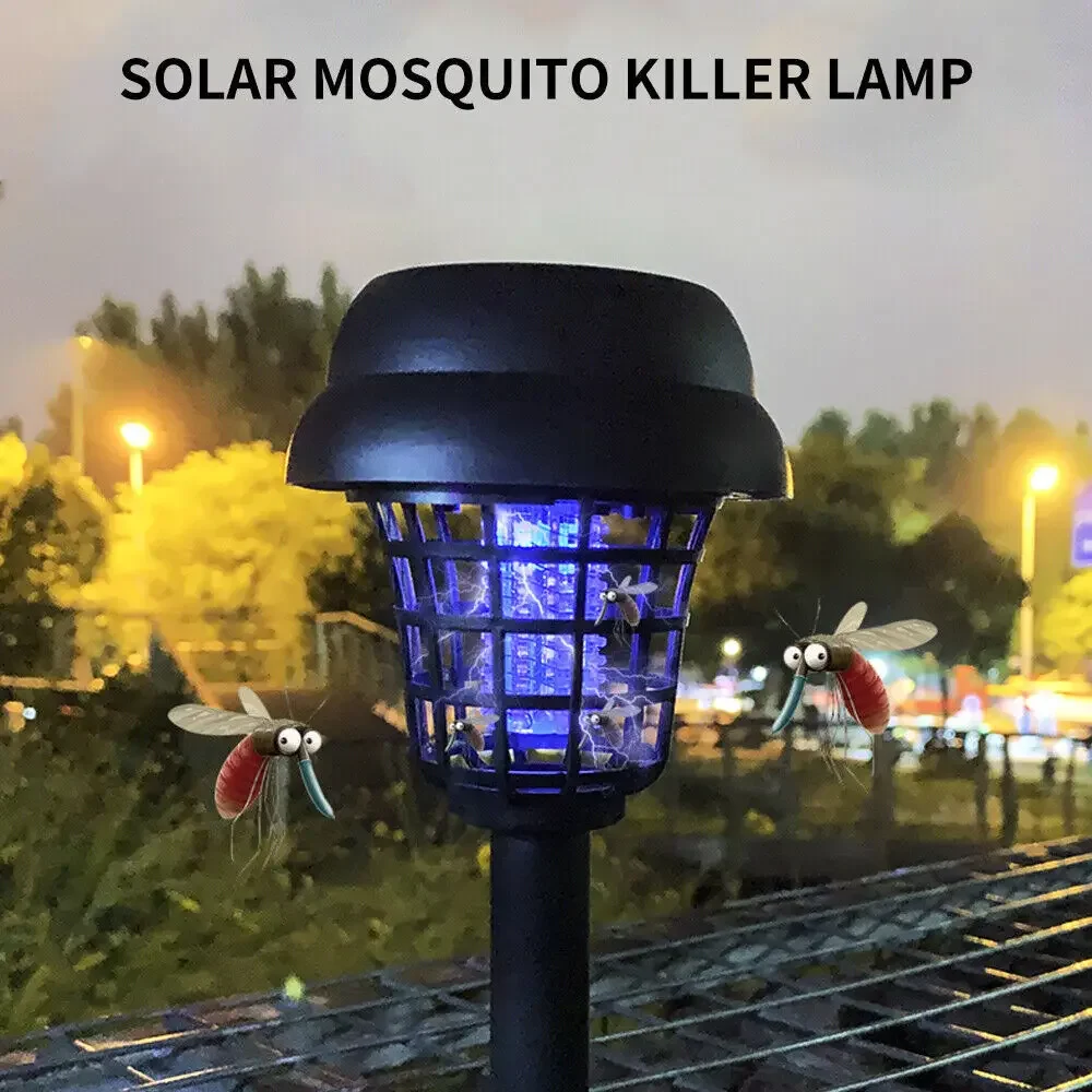 Solar Mosquito Killer Lamp Outdoor LED Bug Zapper Waterproof Light Trap for Garden Lawn Camping