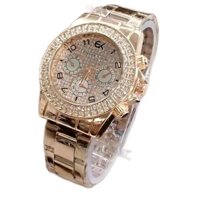 Fashionable 3 Chrono Stain Less Steel Analog Style Quartz Watch For Women