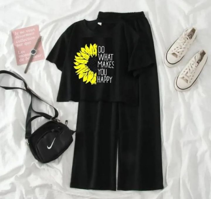 Summer Soft & Comfy Casual Crop Top With Flapper Trouser Combo for Girls & Women