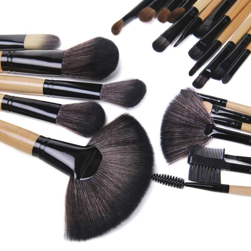 24 Pcs Professional Makeup Brush with Pouch Soft Synthetic  material Kabuki Foundation Powder Blush Contour Eyeshadow Eyeliner Blending Face Eye Cosmetic Kit