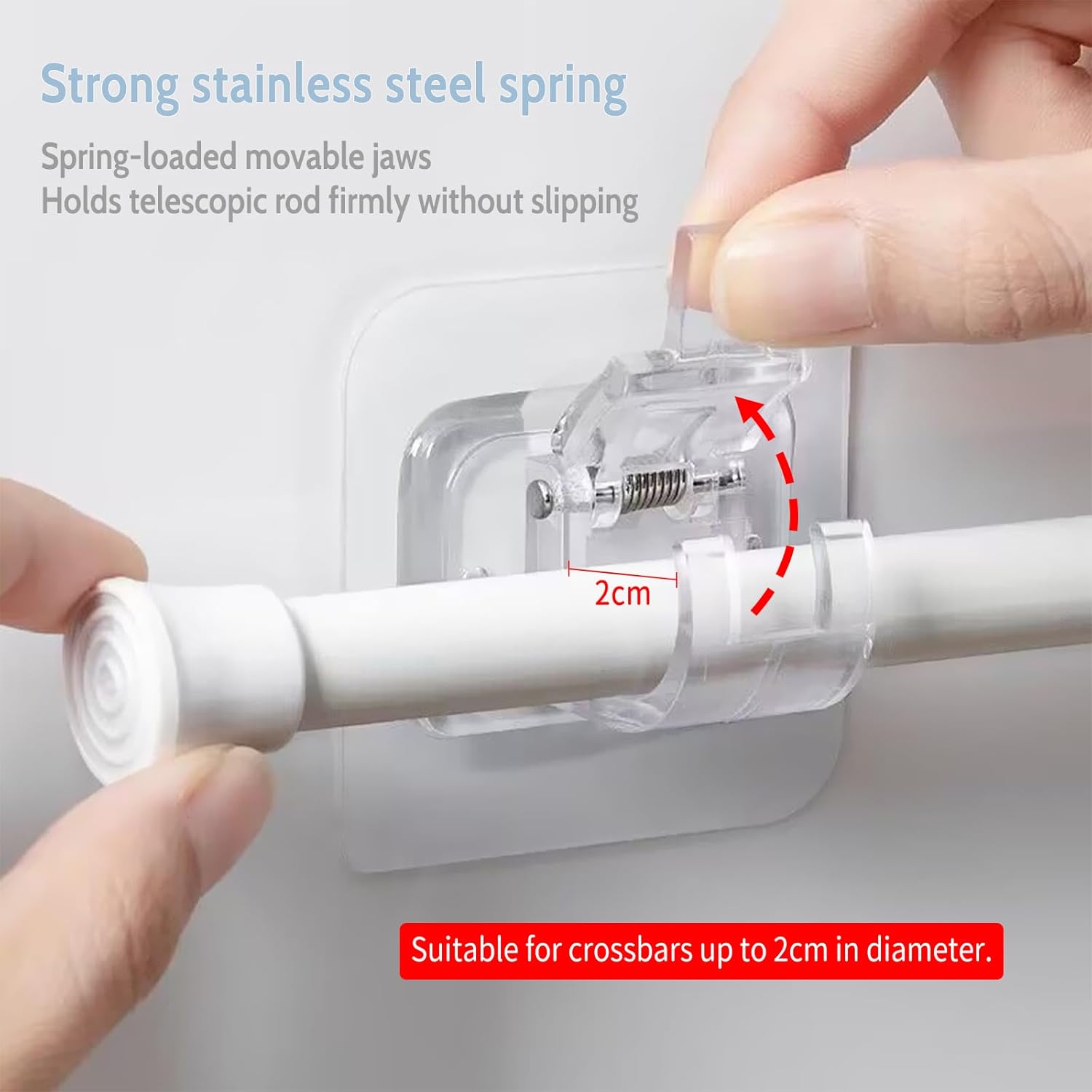 Clear Adhesive Curtain Rod Hooks – Self-Stick PVC Holders for Rods & Poles (2 Pcs)