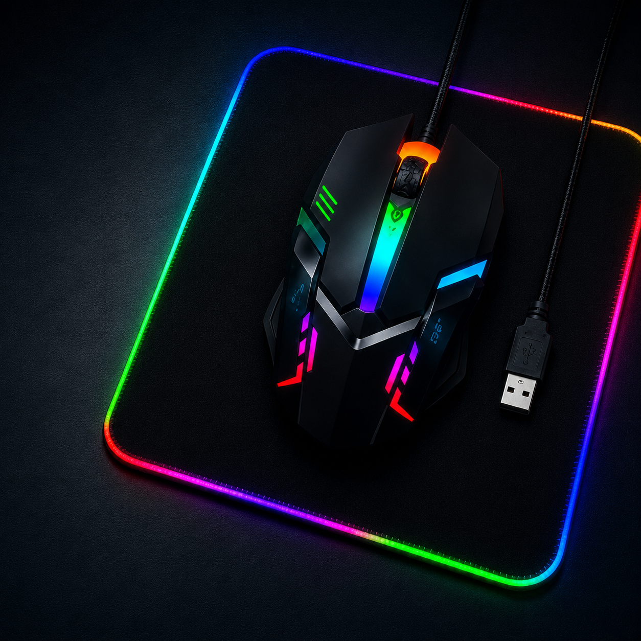 RGB Gaming Keyboard Mouse Combo with Large RGB Mouse Pad | 3PCS Gaming Set | USB Wired Mechanical Feel Keyboard | LED Gaming Mouse | PC Laptop Compatible