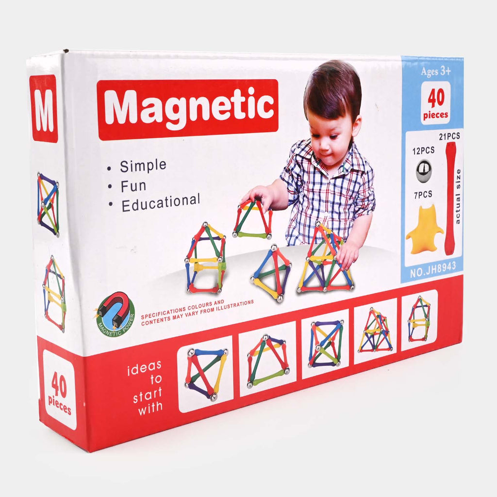 Magic Magnetic Building Blocks For Kids - Construction Toys - 40 Pieces Set -  Magnetic Rods and Balls For Kids - Birthday Gift