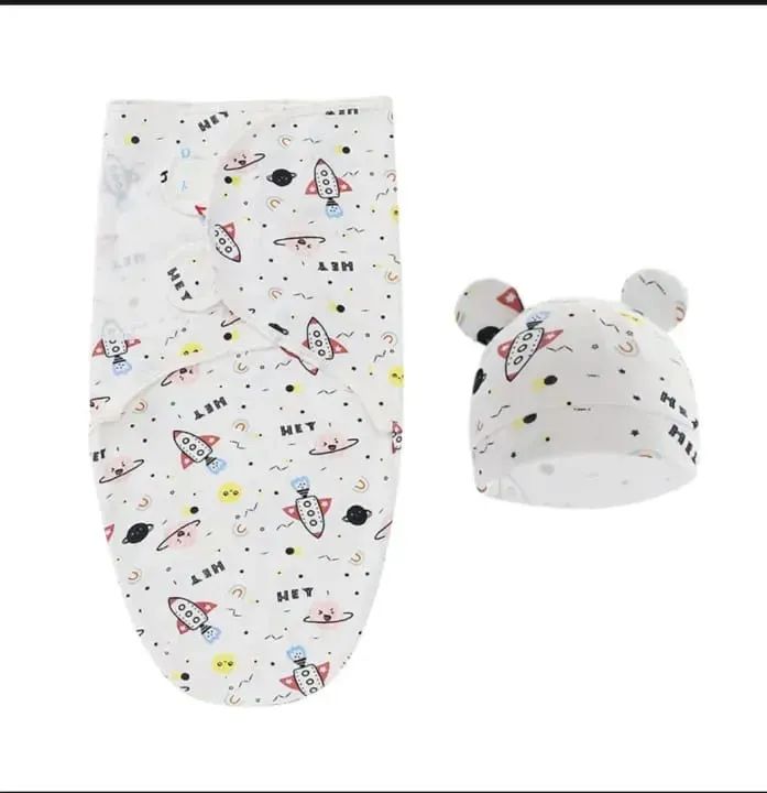 2pcs/set 0-6 Month Cotton Sleepsack Baby Swaddle Blanket Wrap Hat Set Infant Adjustable Newborn Cocoon Sleeping Bag Muslin
