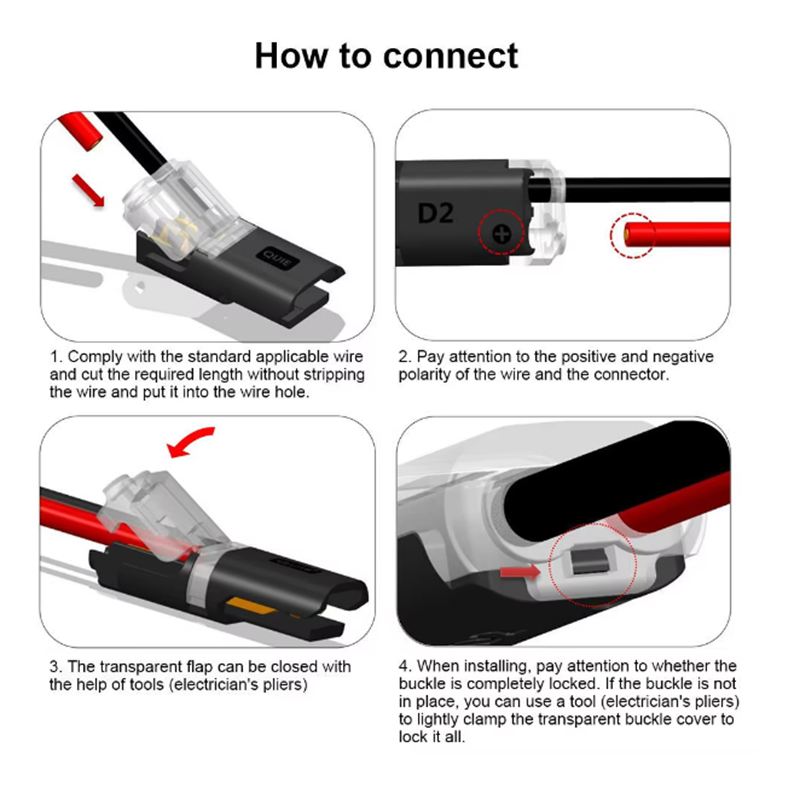 10/20/50Pcs 1-Way Quick Connection Cable Connector No Soldering Single Wire with Locking Plug-In Type Easy and Quick Wiring