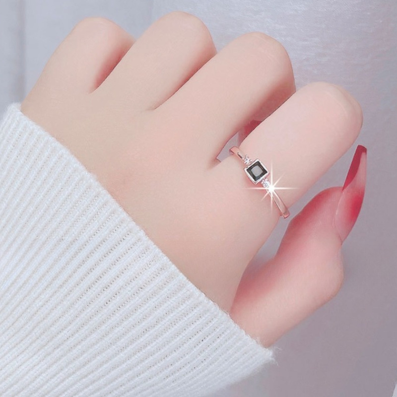 925 Sterling Silver Zircon Adjustable Engagement Rings For Women Wedding Elegant Jewelry Ladies Accessories  R007