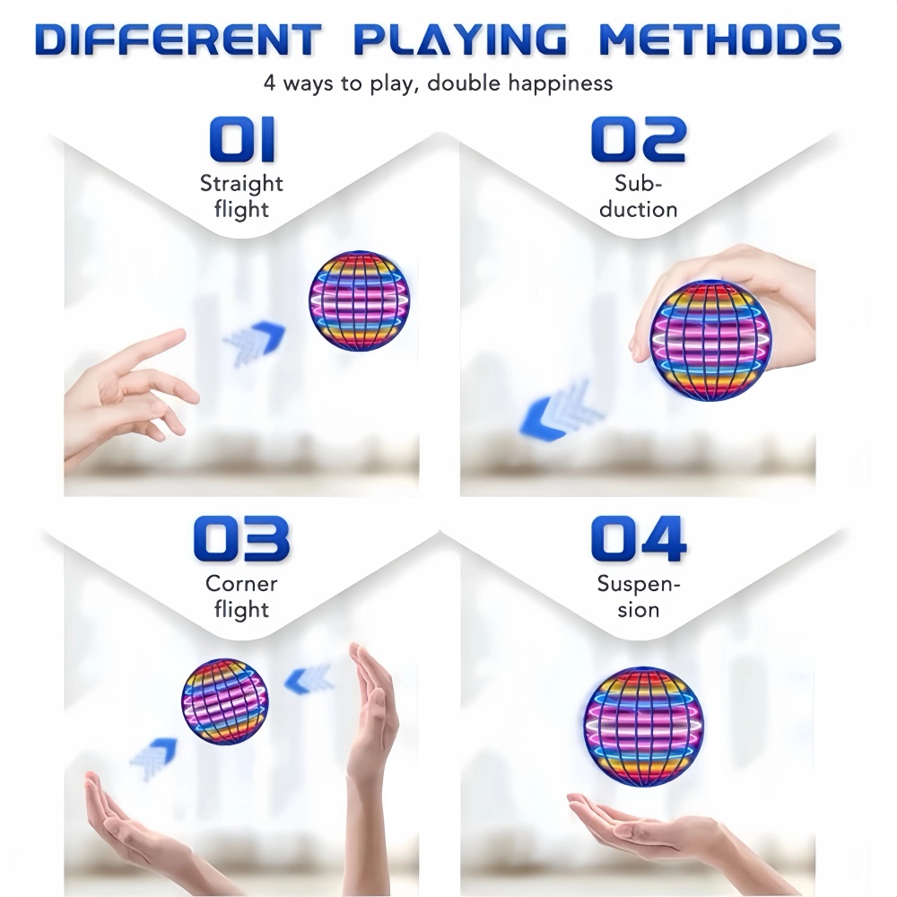  Flying Ball Children's Hand Controlled Color LED Cosmic Globe 360 °Rotating Suspension Ball Suitable for Indoor and Outdoor Toy