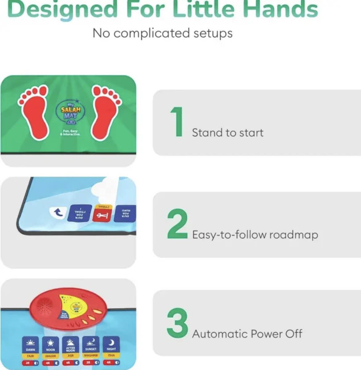 Interactive Educational Prayer Mat for Kids | 36 Touch Keys, 7 Languages, Wudu Salah Learning Mat with Activity Book | 3+ Years Boys Girls
