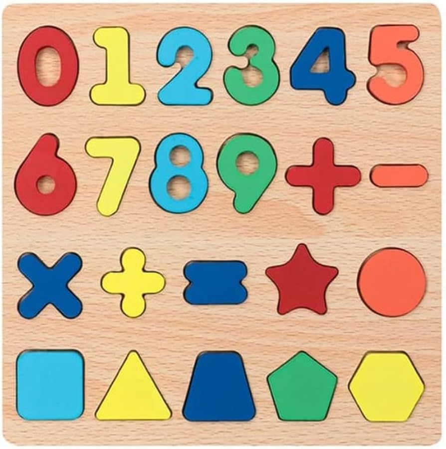 Wooden Alphabet |  Puzzles & Numbers Count Board, Colorful ABC Uppercase Letters/Numbers/Shapes for Kids Toddlers Preschool Early Learning Educational Toys