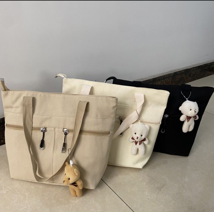 Stylish Bags for Women - All-Season Canvas Fabric School Tote - Multi-Purpose College Office Style with Durable Design