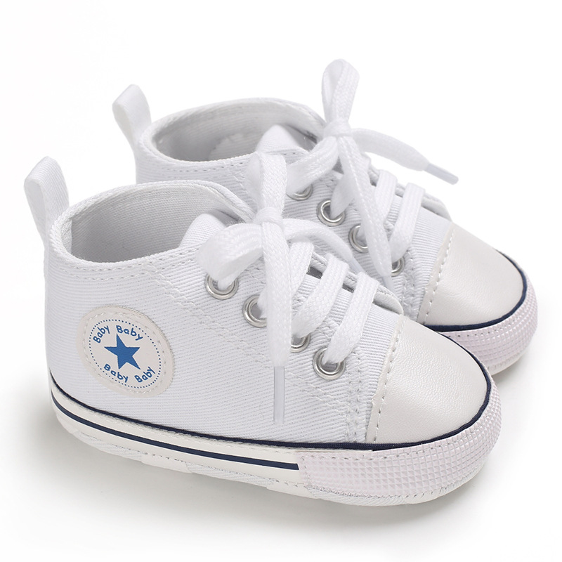 Print Star Sports Baby Canvas Classic Sneakers Newborn Baby Boys Girls First Walkers Shoes Infant Toddler Anti-slip Baby Shoes