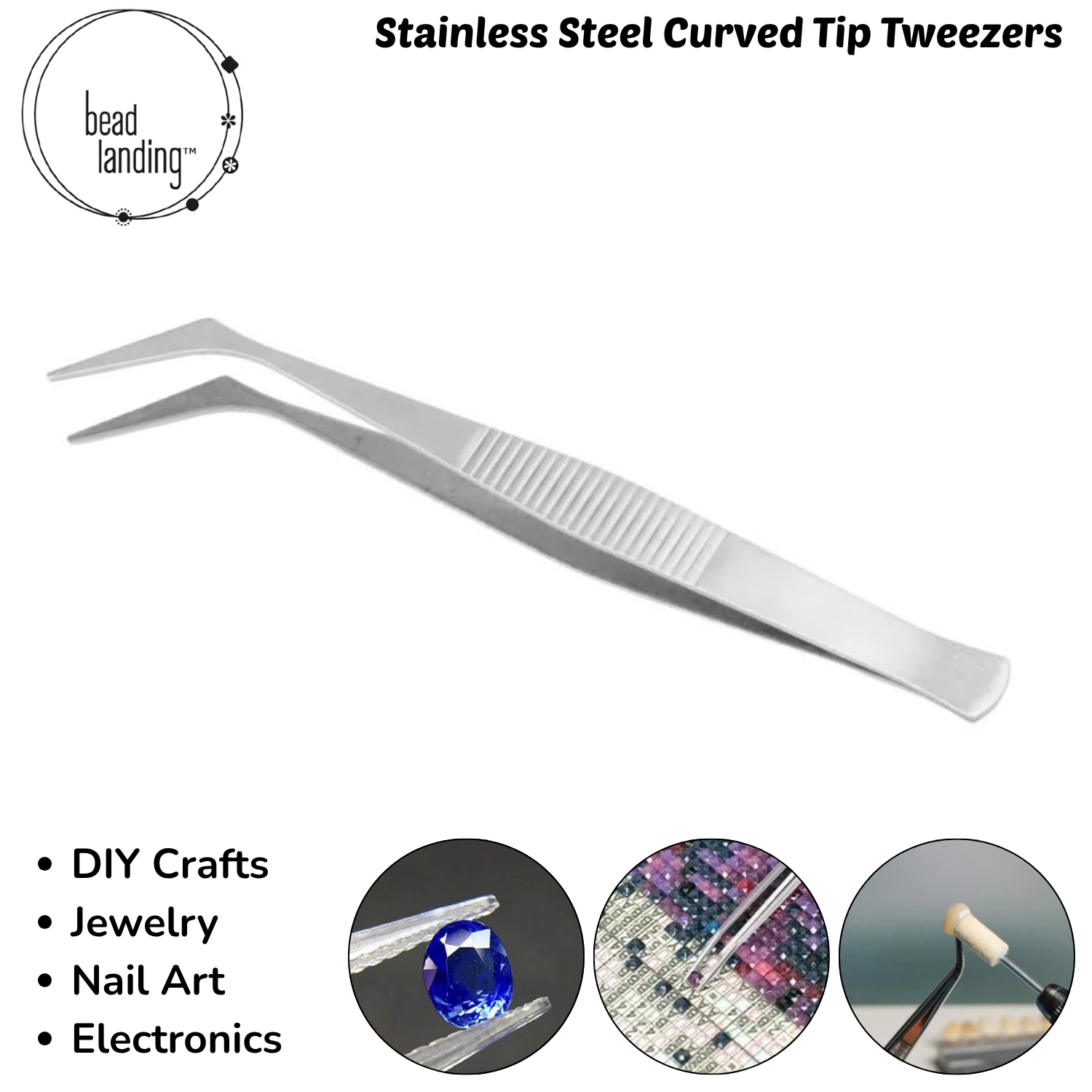 Stainless Steel Straight Curved Tip Tweezers Precision Jewelry Making Craft Tool for Jewelry Beads Rhinestones Electronics Soldering DIY Repair