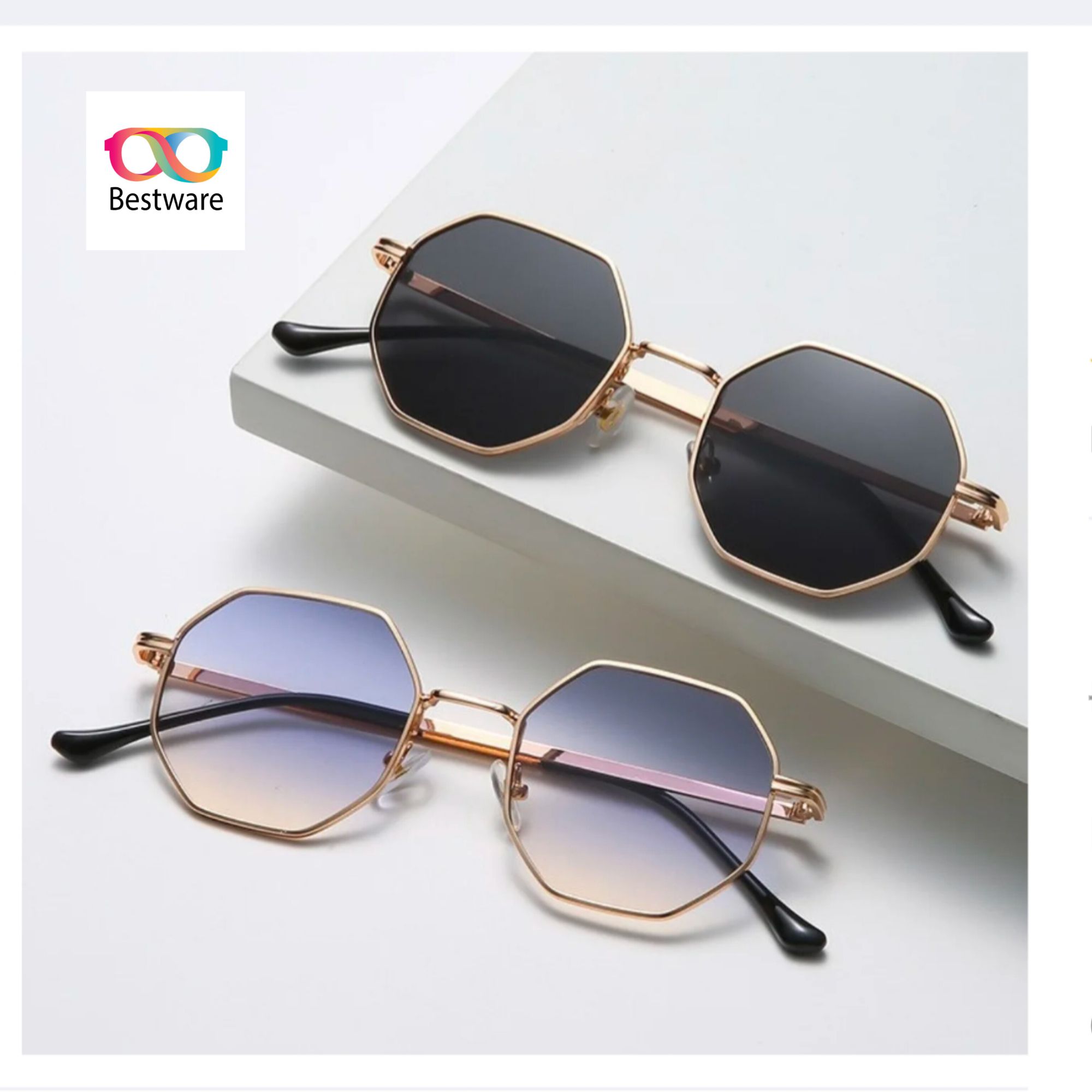New Retro Style Sunglasses For Women, Hexagon Fashion Retro Sunglasses Classic Metal Polygonal Sunglasses Glasses For Women 2024 New Styles Glasses