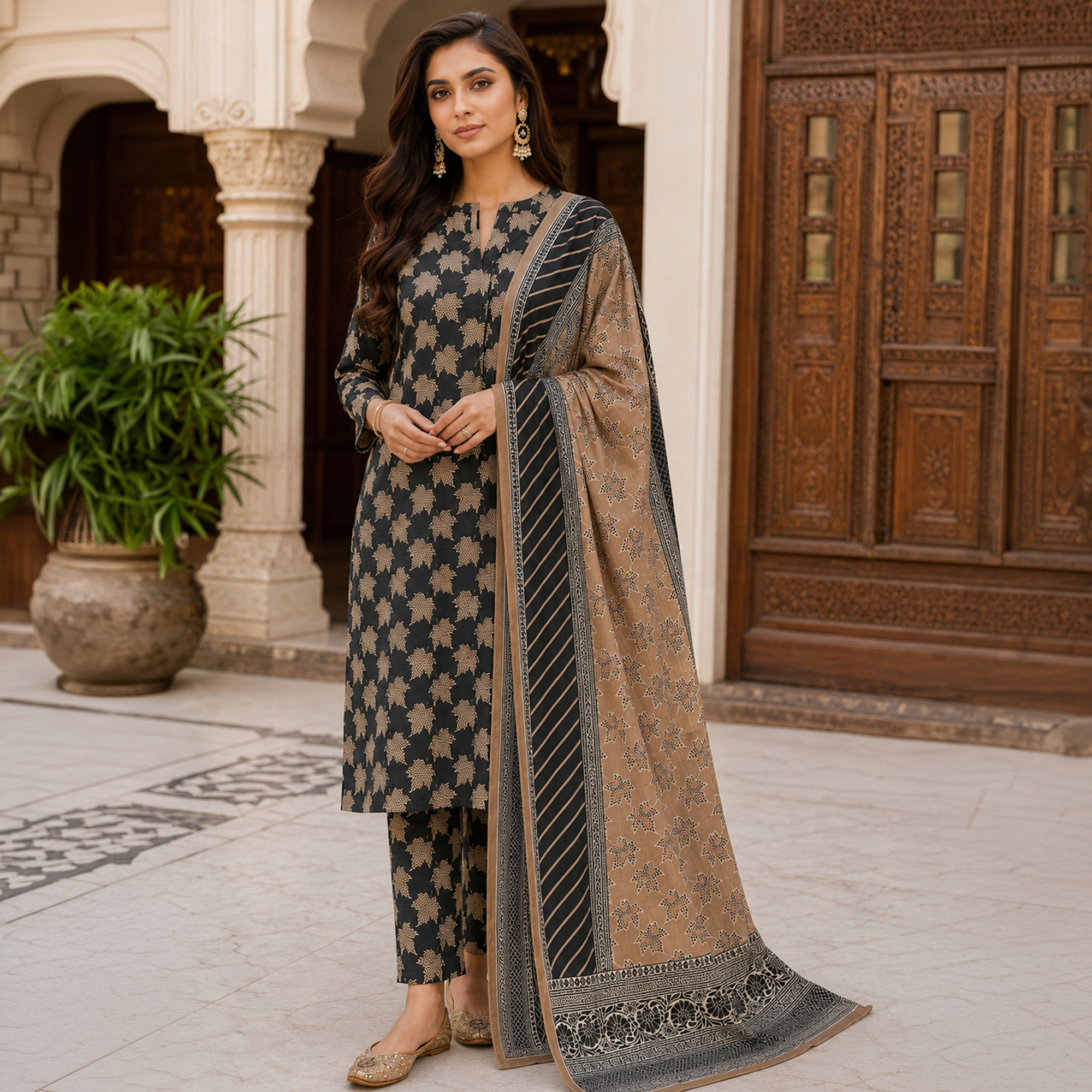 Kleren 3 Piece Unstitched or Stitched Digital Printed Doria Lawn Suit for Women with Digital Printed Doria Lawn Shirt & Trouser and Digital Printed Lawn Dupatta - Summer Collection 2026 - Design code : Farda F-35