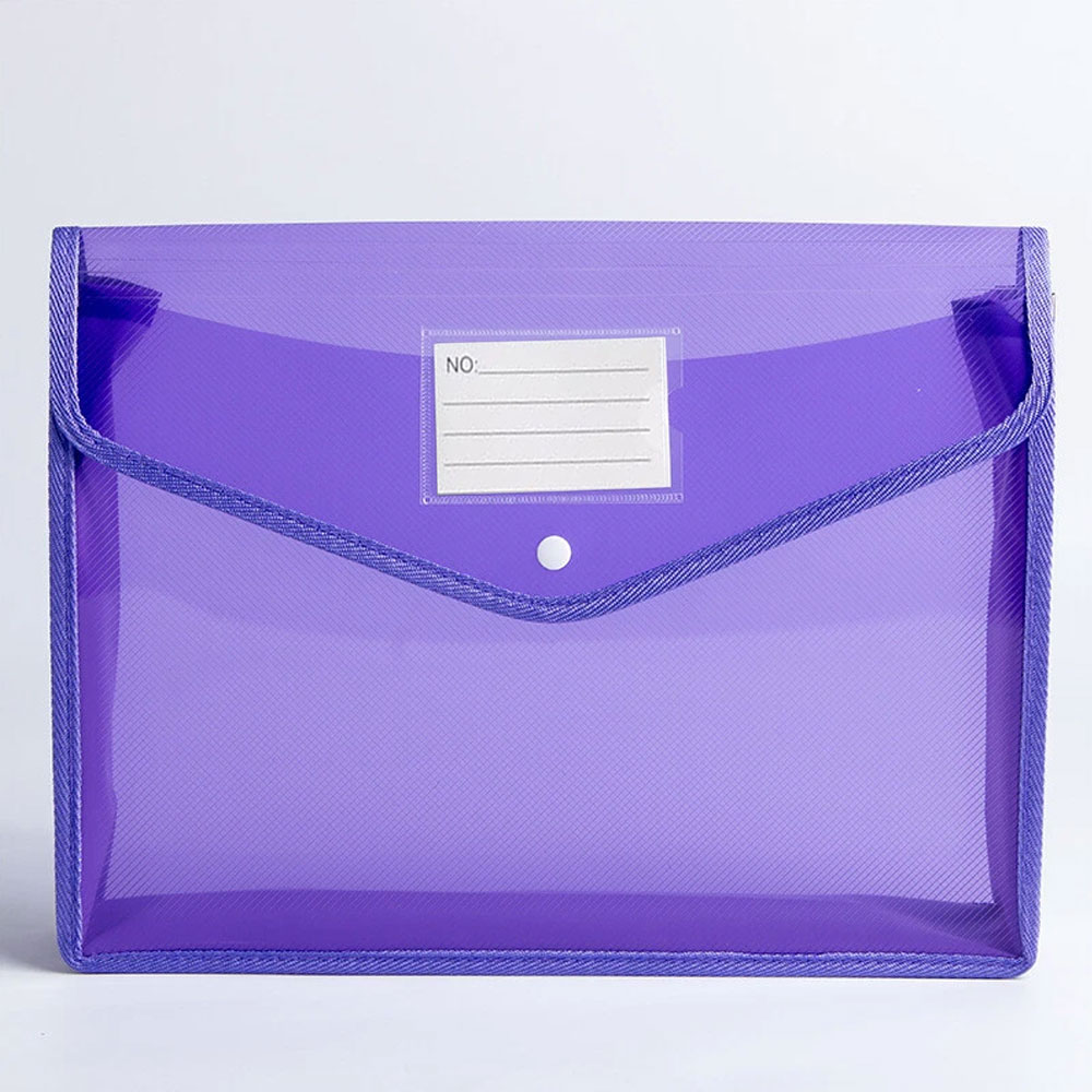 A4 Plastic Document Bag (1-Pack), Large Capacity Expandable Document Bag, with Snap Closure, Transparent Document Storage Bag.