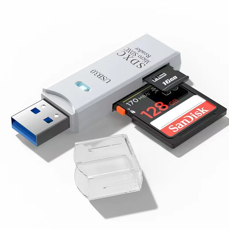 2-in-1 USB Card Reader, SD/TF Memory Card Adapter, USB Flash Drive for PC Laptops