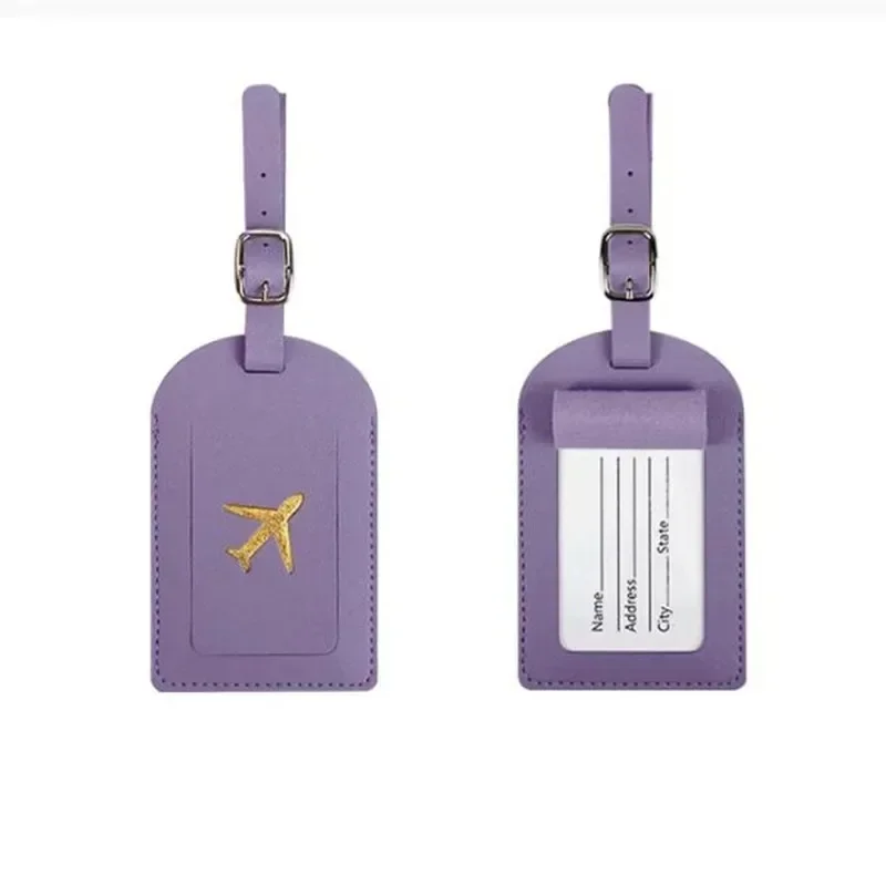 Suitcase Address Label Luggage Boarding Case Stamped Leather Business Luggage Tag Label Name ID Address Clip Travel Accessories