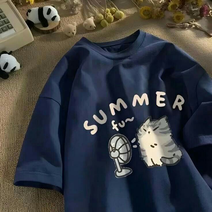 Half Sleeve Navy Blue Washable Print T Shirt For Women Cotton