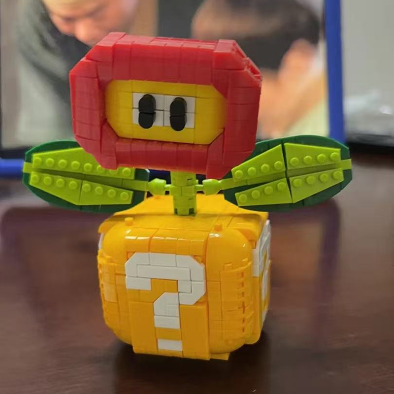 Flame Flower Man-eating Flower Building Blocks Question Mark Box Mini Building Blocks Creative Desktop Model Children's Toys