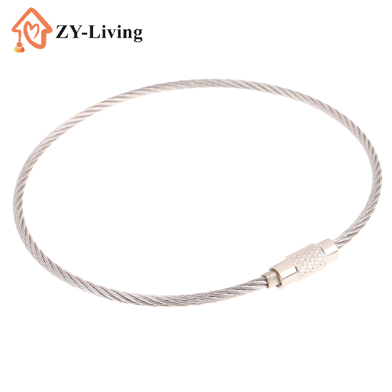 10Pcs 1.5x100/150/200mm Metal Wire Cable Loop Screw Lock Gadget Ring Key Holder Keyring Keychain Tag Rope Jewelry Findings