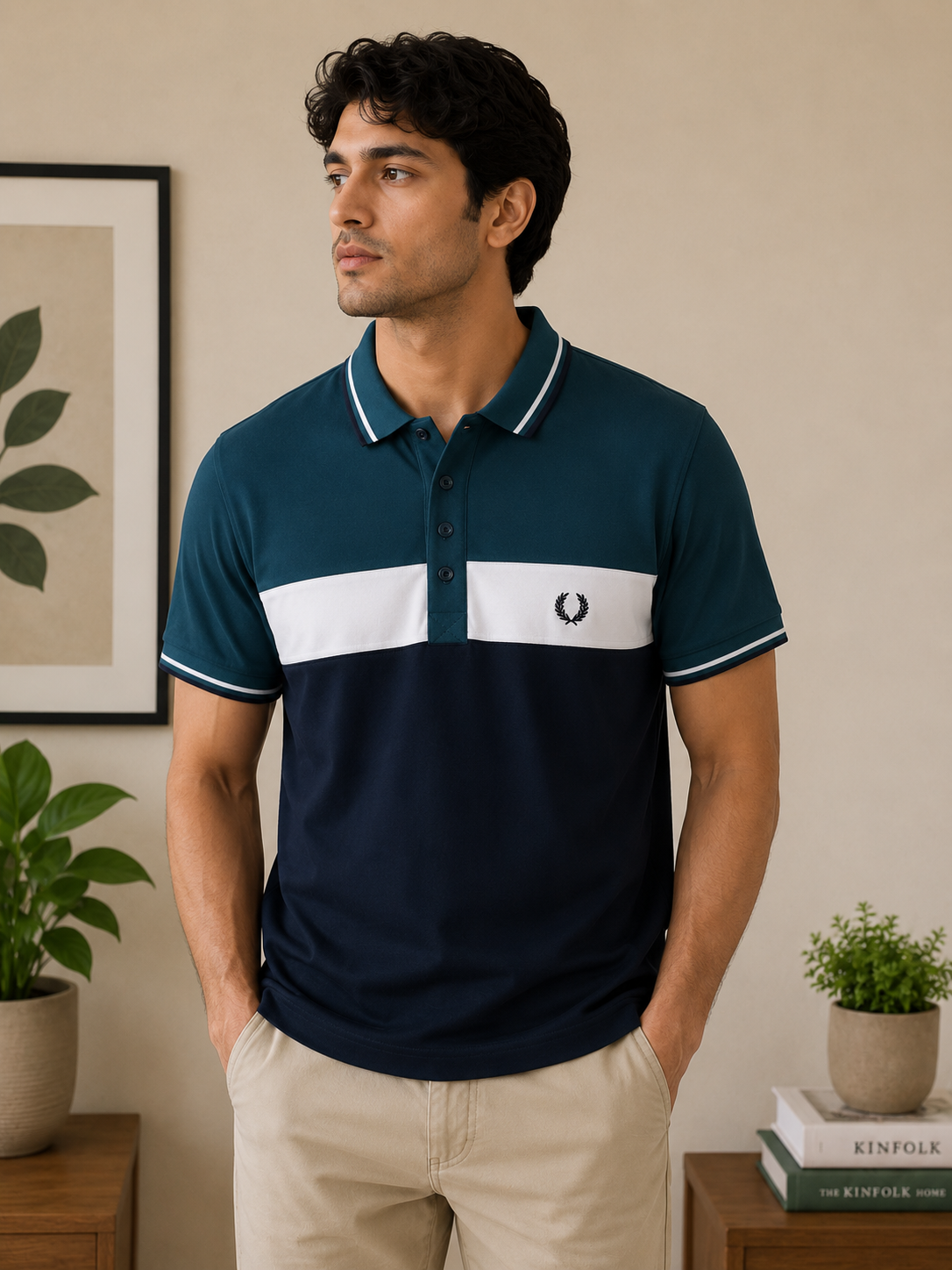 Fashioz Collection Premium Men Polo Shirt 
Half Sleeve Color Block Classic Collar 
M.L.XL
