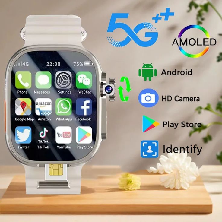 5G ultra smart watch social media app working PTA approved 💯Granteee  display big full Android.