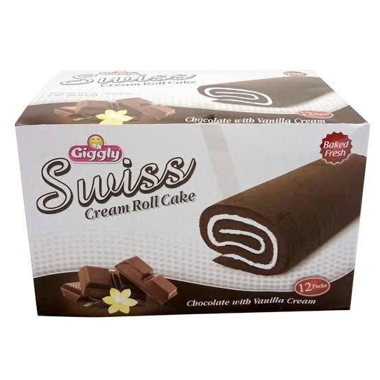 Giggly Swiss Cream Roll Cake Chocolate With Vanilla Cream 12 Pcs