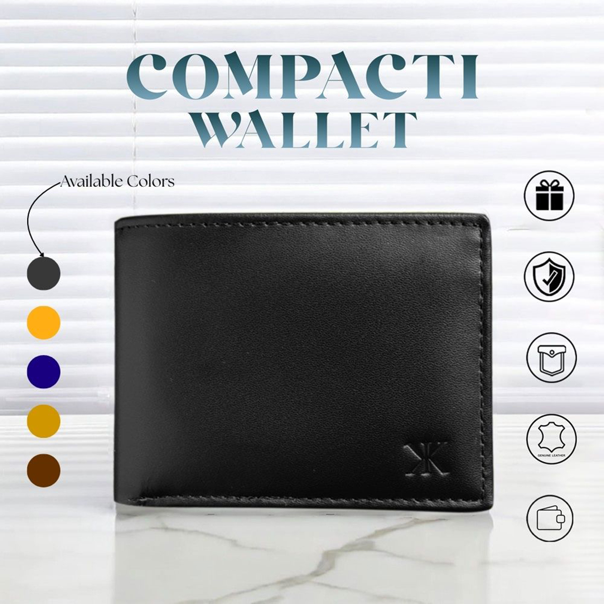Classic 100% Genuine Full-Grain Leather Compact Bifold with Secure Coin Clasp & Card Slots Wallet for Men - Slim Gentleman Purse