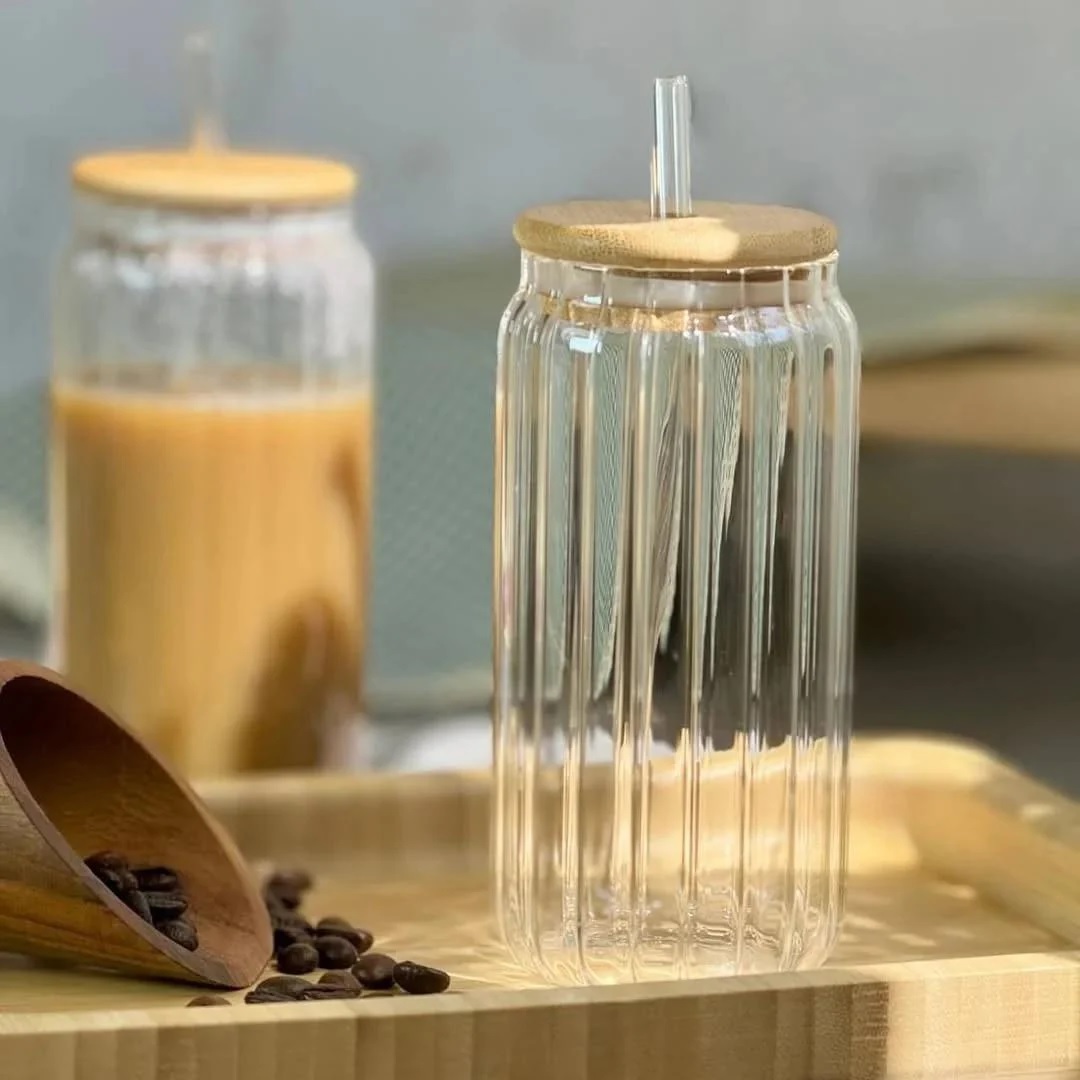 Bow Striped Glass Mug Set