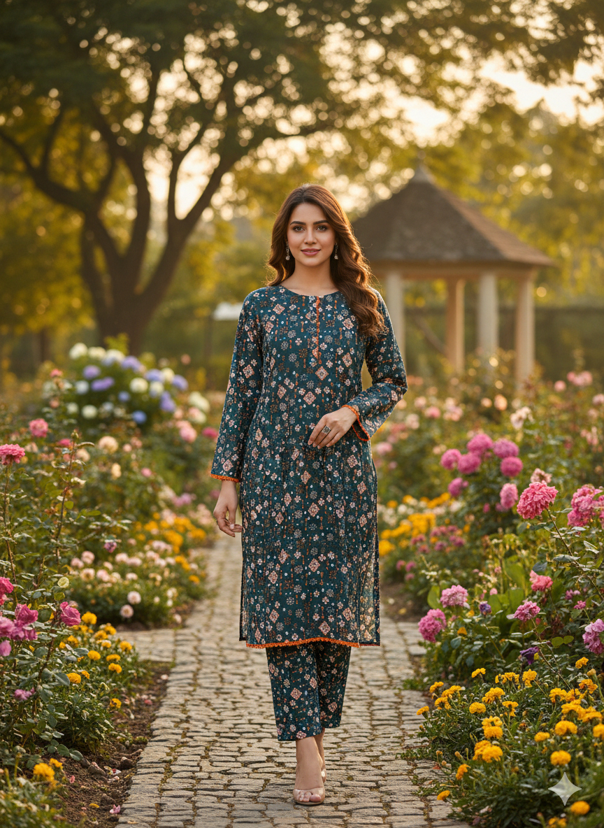 Dress for girls  - Girls Dress  -  Dresses for women  - Clothes for Girls  -  Night Dress for Girls - Stitched Dresses for Women - Lawn Cotton -  Kurti trouser