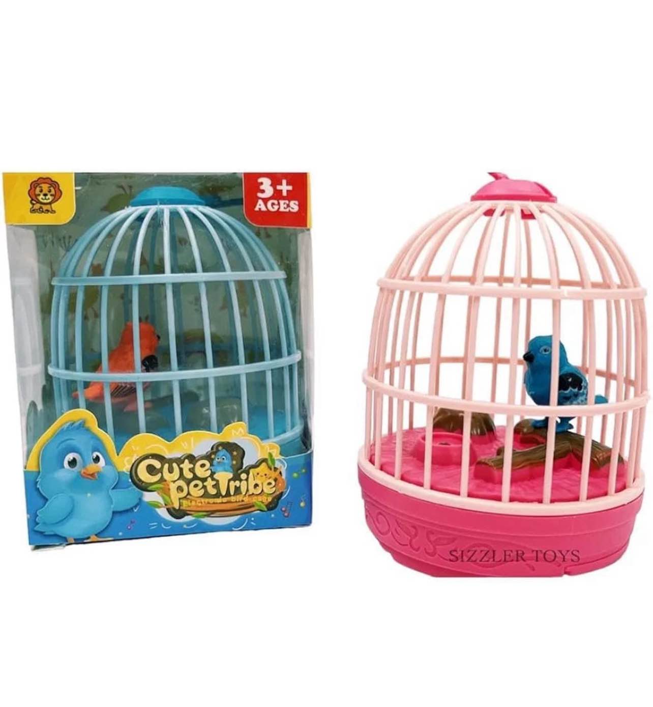 Happy Birds Voice Sensor Electronic Simulation Bird Cage - Electric Pets Toy for Kids with Real...