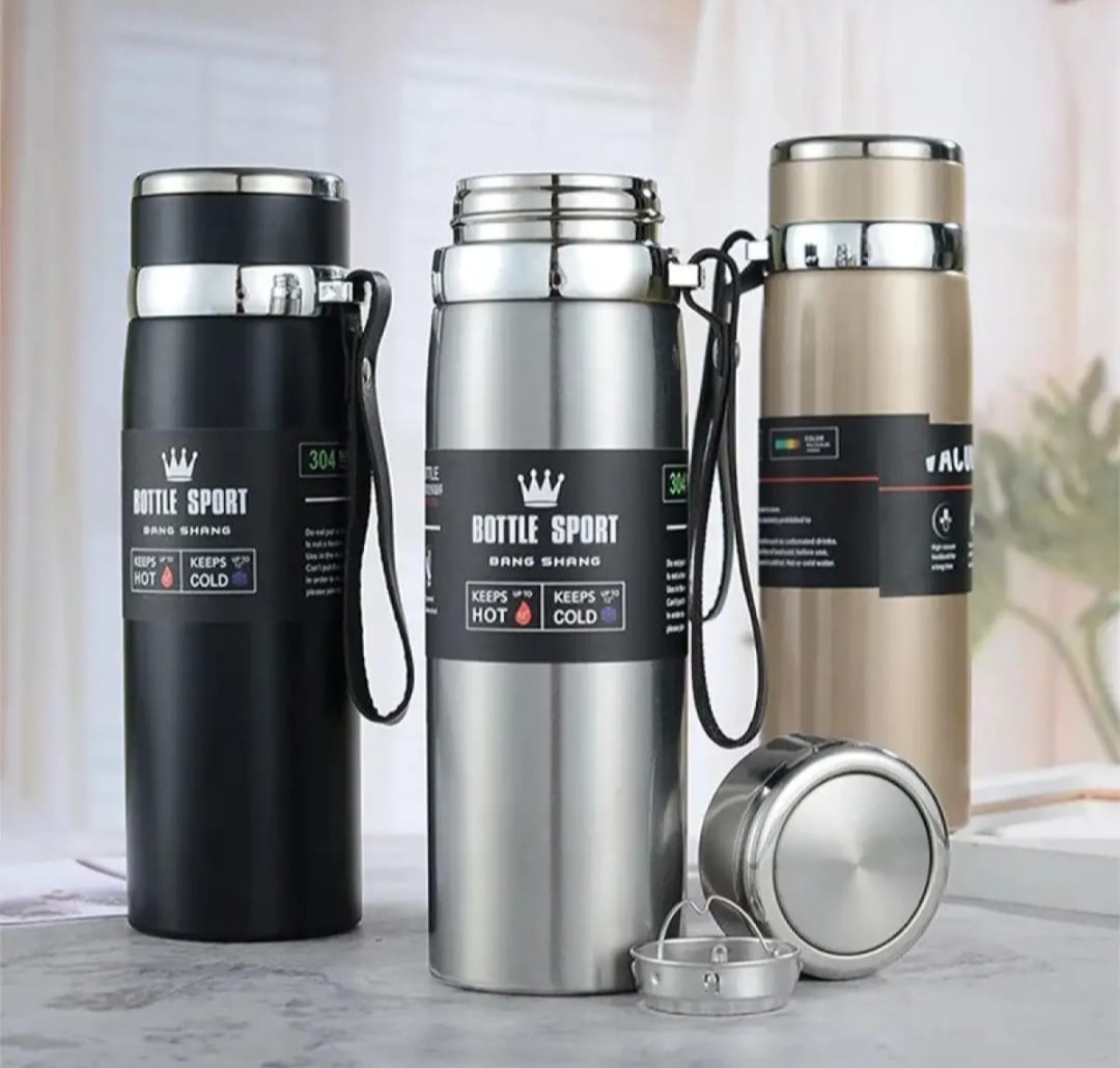Imported Original 800ml and 1000ml Stainless Steel Hot & Cold Water Bottle - 800ml & 1000ml Sports & Gym Thermos Flask