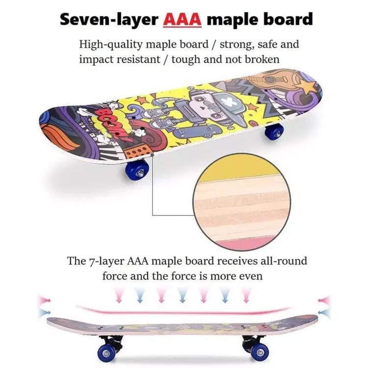 Skate Board Pure Wooden 17 Inch For kids