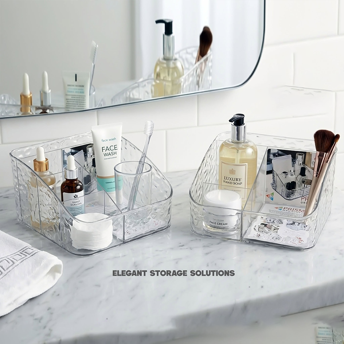 Makeup Organizer Acrylic Multi Grid Storage Rack Cosmetic Shelf Make Up For Dressing Table Bathroom Perfume Beauty Tool Organizers Space Saver Box
