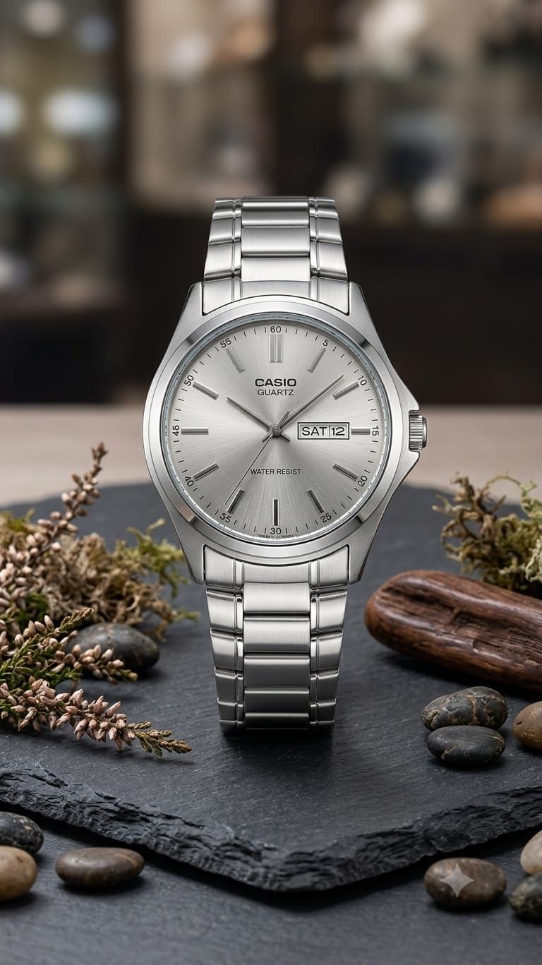 original  Casio watch full stillness steel watch and date din kae sath and Free box 🎁☑️ beautiful and sweet watch