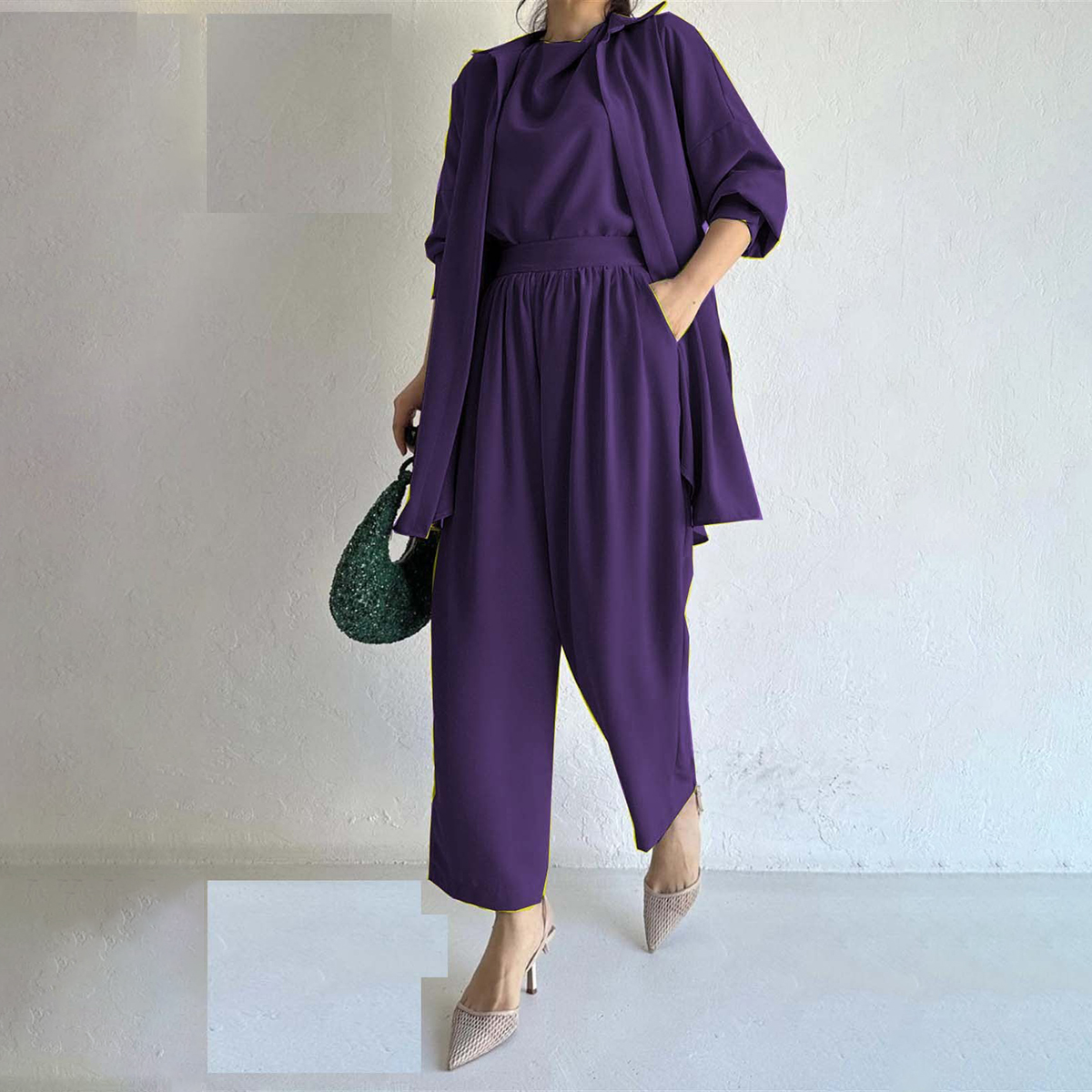 Dealistaan Stitched Stylish Western Wear Jumpsuit 3Pc Dress For Women