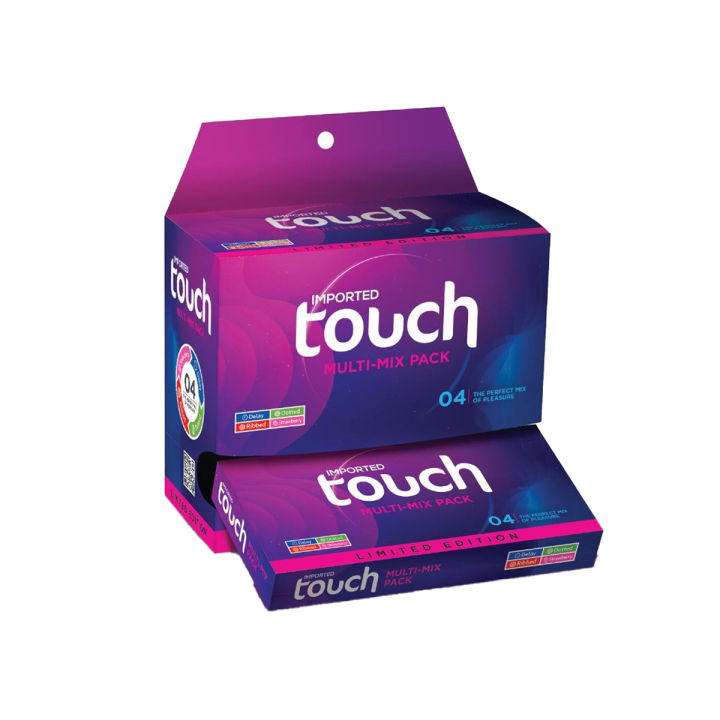 Touch Multi Mix Condoms 6 Pieces Dispenser Lubricated Natural Latex for Protection Pack of 4