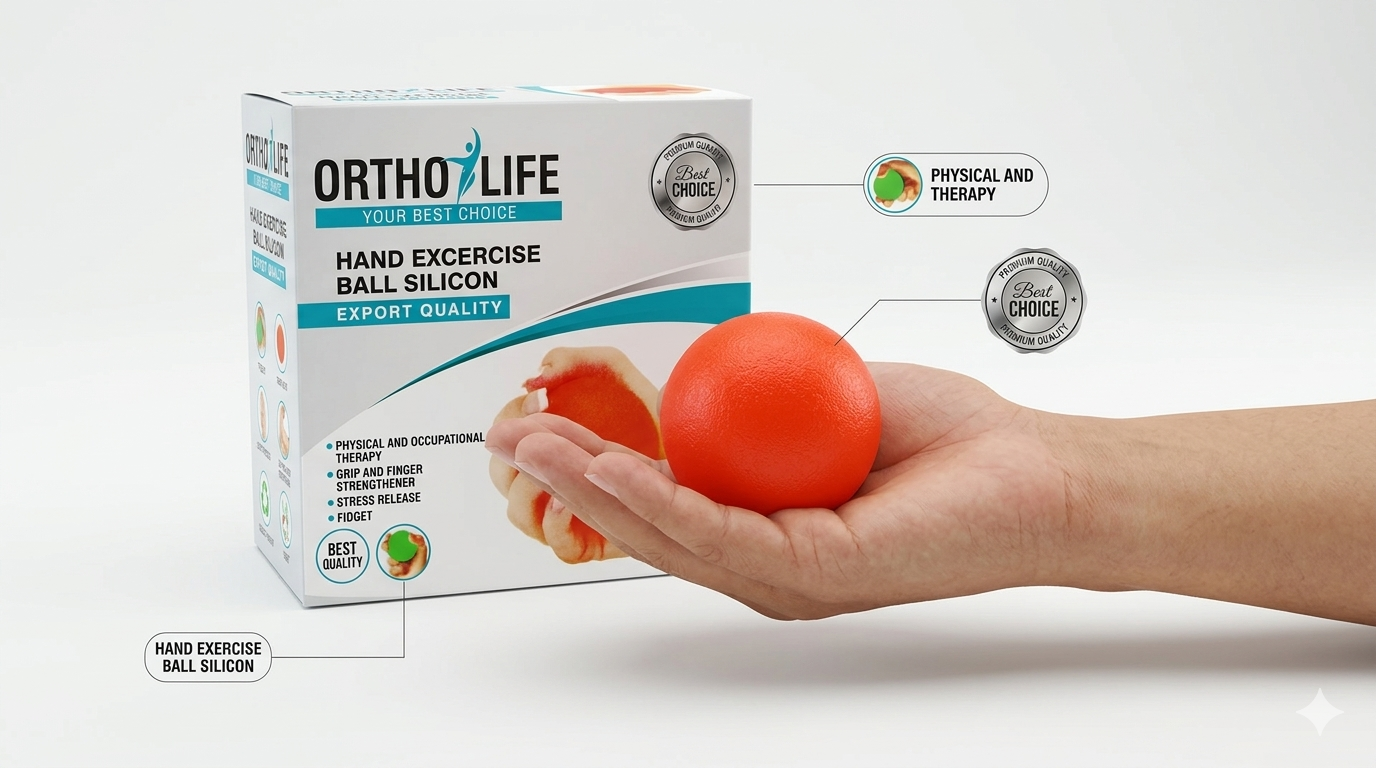 OrthoLife Hand Exercise Ball Silicon for Grip & Finger Strength – Premium Export Quality Stress Relief Ball for Men & Women