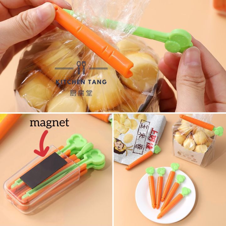 Kitchen Storage 5PCS Plastic Magnetic Sealing Food Snack Bag Clips