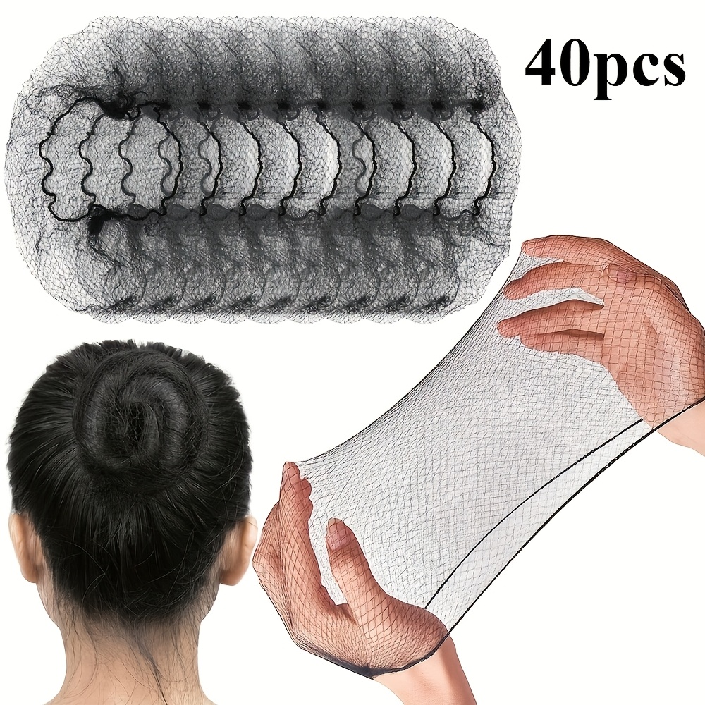 40Pcs 20 Inch Elastic Invisible Hair Nets Stretch Mesh for Catering Ballet Bun Sleeping Women Wig Hair Care Styling Accessories
