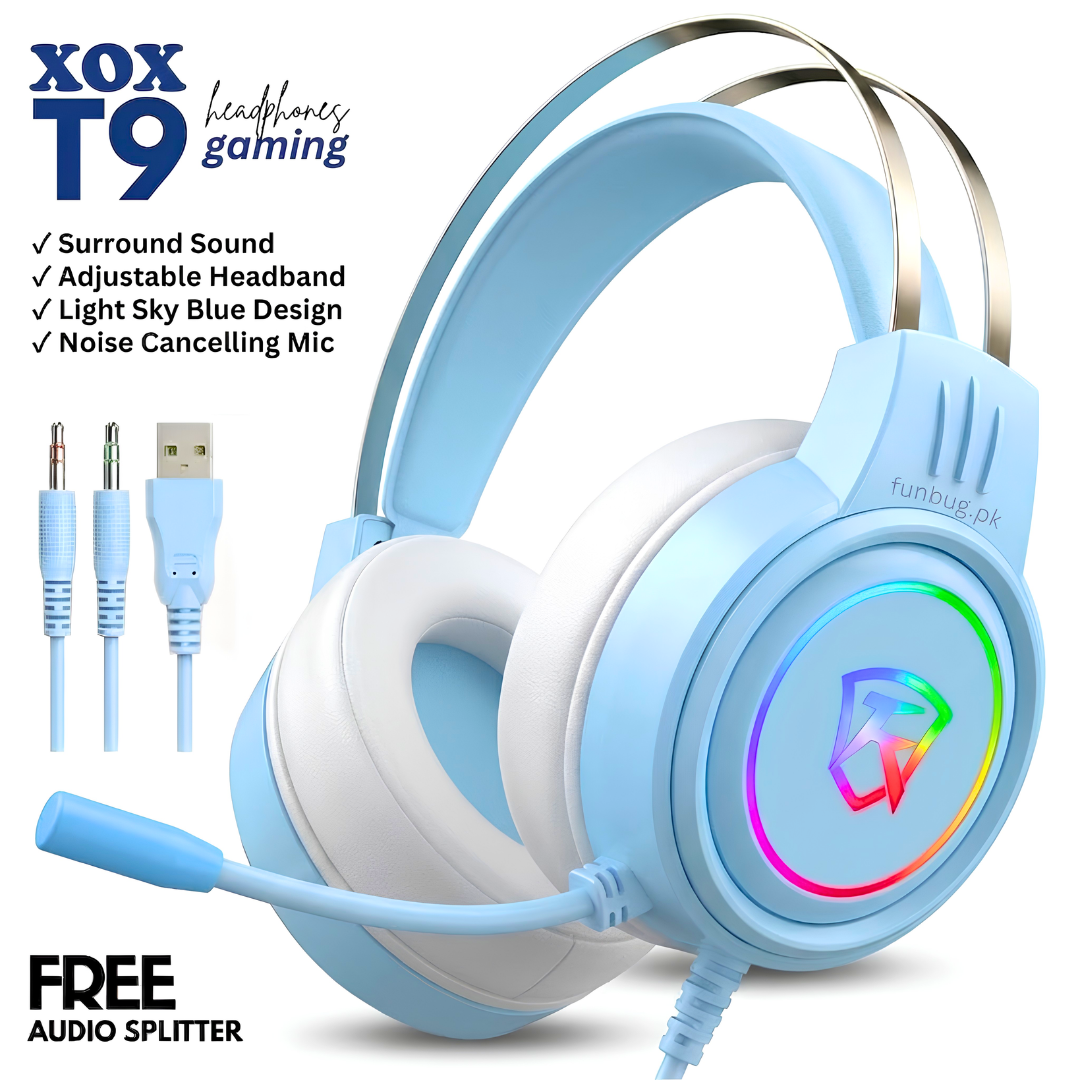 FunBug Pro Gaming Headset with RGB Lights, Noise Cancelling Microphone, USB/3.5mm Plug - Comfortable Ear Cushions, On-Headset Audio Control, New Gaming Headphones