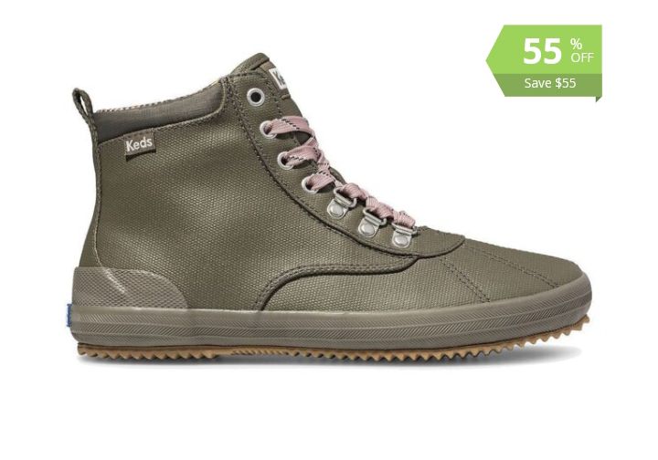 Keds Green Scout Splash Water Resistant Boots Canvas Insulated Women's