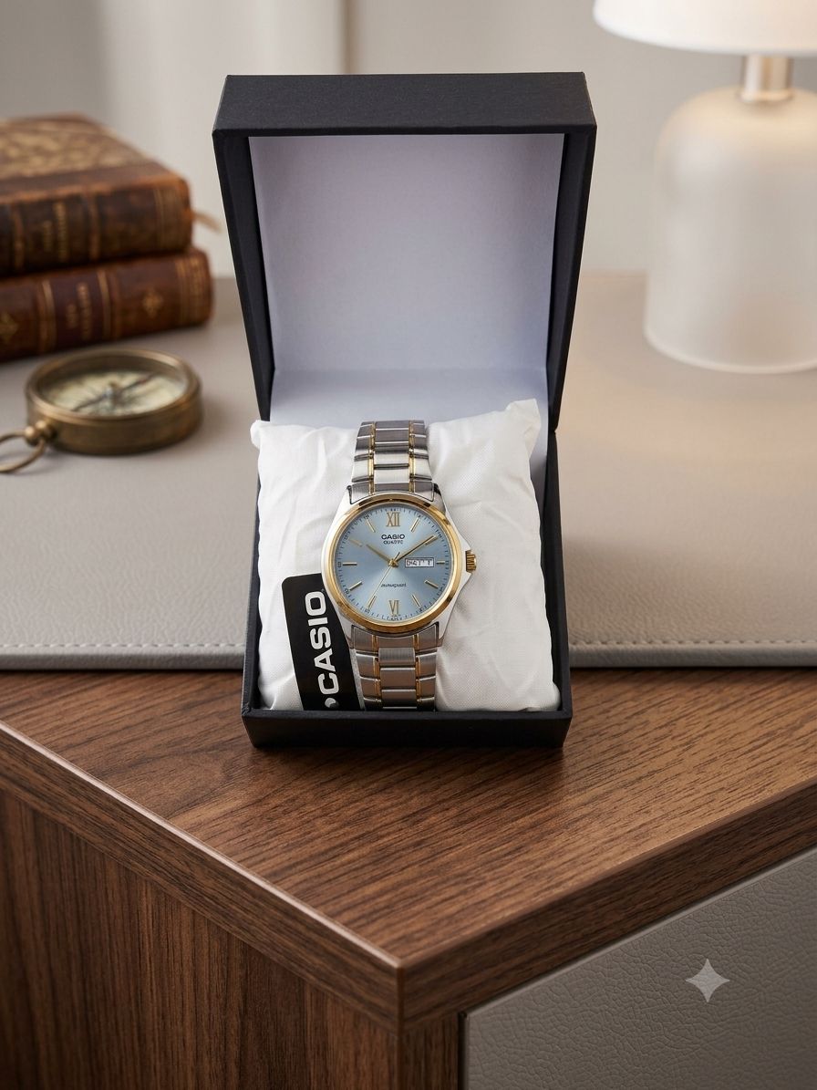 original  Casio watch full stillness steel watch and date din kae sath and Free box 🎁☑️ beautiful and sweet watch